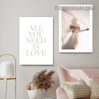 You Need Is Love Typography Modern Painting Picture 2 Piece Canvas Art Prints for Room Wall Outfit