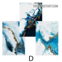 Blue Spots Marble Design Nordic Abstract Modern Painting Picture 3 Panel Canvas Wall Art Prints for Room Equipment
