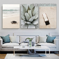 Cactus Plant Botanical Modern Painting Picture 3 Panel Canvas Art Prints for Room Wall Outfit