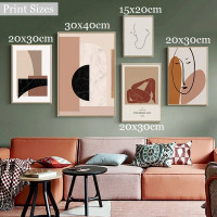 Human Stroke Visage Line Figure 5 Multi Panel Wall Hanging Sets Artwork Image Abstract Scandinavian Canvas Print for Room Arrangement