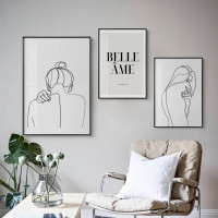 Beautiful Soul Figure Abstract Typography 3 Panel Nordic Artwork Set Picture Canvas Print for Wall Hanging Illumination