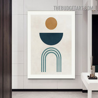 Semi Circle Abstract Geometric Modern Painting Picture Canvas Wall Art Print for Room Trimming