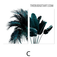 Green Banana Foliage Nordic Botanical minimalist Painting Picture 2 Piece Canvas Wall Art Prints for Room Embellishment
