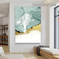 White Tree Abstract Botanical Modern Painting Picture Canvas Art Print for Room Wall Finery