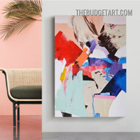 Colorful Splotches Abstract Modern Painting Picture Canvas Wall Art Print for Room Outfit