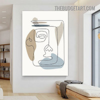 Curved Line Drawing Face Abstract Modern Painting Picture Canvas Art Print for Room Wall Finery