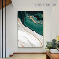 Golden Winding Smears Abstract Modern Painting Picture Canvas Wall Art Print for Room Drape