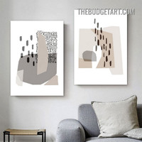 Smudges Abstract Geometric Modern Painting Picture 2 Piece Canvas Wall Art Prints for Room Adornment