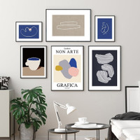 Tortuous Strias Scansion Spots Geometrical Abstract 6 Panel Set Vintage Painting Photograph Canvas Print Home Wall Equipment