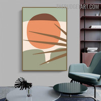 Orb Leaves Abstract Geometrical Minimalist Modern Painting Image Canvas Print for Room Wall Spruce