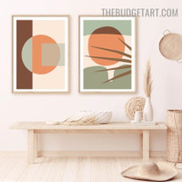 Curve Figure Abstract Geometrical Minimalist Modern Painting Image Canvas Print for Room Wall Décor