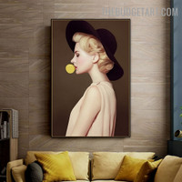 Fashionable Girl Abstract Figure Modern Painting Image Canvas Print for Room Wall Spruce