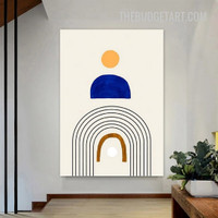 Blue Semi Circle Abstract Geometric Modern Painting Picture Canvas Art Print for Room Wall Embellishment