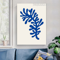 Blue Stain Leaves Nordic Abstract Botanical Painting Picture Canvas Art Print for Room Wall Assortment