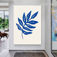 Blue Leaves Design Nordic Abstract Botanical Painting Picture Canvas Wall Art Print for Room Finery