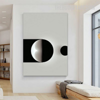 Black Circle Abstract Geometric Modern Painting Picture Canvas Art Print for Room Wall Trimming