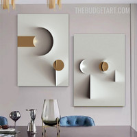 Material Shadows Abstract Geometric Modern Painting Picture 2 Piece Canvas Art Prints for Room Wall Arrangement