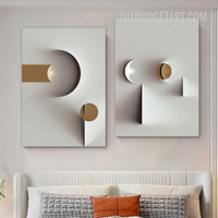 Material Shadows Abstract Geometric Modern Painting Picture 2 Piece Canvas Wall Art Prints for Room Disposition