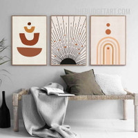 Winding Bold Lines Abstract Geometric Scandinavian Painting Picture 3 Piece Canvas Art Prints for Room Wall Molding