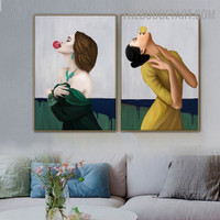Damsel Abstract Figure Contemporary Painting Image Canvas Print for Room Wall Moulding