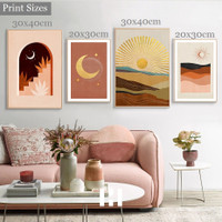 Moon Spangles Stars Abstract Landscape Photograph On Canvas 4 Multi Panel Scandinavian Painting Set Print for Room Wall Garniture