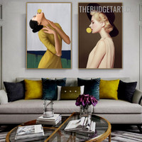 Pale Bubble Gum Abstract Contemporary Figure Modern Painting Image Canvas Print for Room Wall tracery