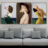 Mademoiselles Abstract Contemporary Figure Modern Painting Image Canvas Print for Room Wall Flourish