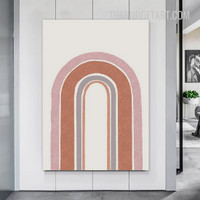 Multicolor Curved Lineaments Abstract Modern Painting Picture Canvas Wall Art Print for Room Molding