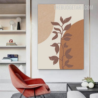 Brown Leaves Design Abstract Botanical Scandinavian Painting Picture Canvas Art Print for Room Wall Outfit