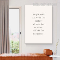 All Life For Happiness Typography Modern Painting Picture Canvas Art Print for Room Wall Arrangement