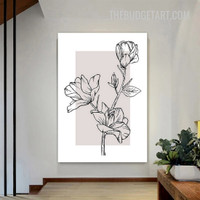 Floral Sketch Abstract Botanical Scandinavian Painting Picture Canvas Wall Art Print for Room Flourish