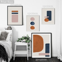 Motley Verse Smudges Rectangles Abstract Scandinavian 4 Multi Panel Geometrical Painting Set Photograph Canvas Print for Room Wall Drape