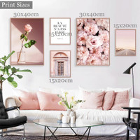 Blush Pink Peonies Rose Vintage Abstract Floral Pattern 5 Panel Wall Set Painting Picture Canvas Print for Bed Room Garnish Ideas