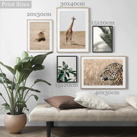 Wild Thicket Lion Bushes Animal Landscape 5 Multi Panel Modern Painting Set Photograph Canvas Print for Room Wall Drape