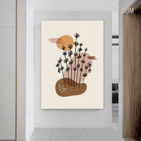 Leaves Buds Abstract Botanical Scandinavian Painting Picture Canvas Wall Art Print for Room Embellishment