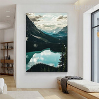 Mountains Sky Naturescape Modern Painting Picture Canvas Wall Art Print for Room Molding