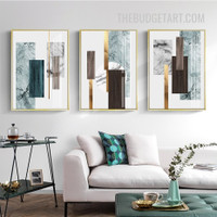 Geometric Marble Design Abstract Modern Painting Picture 3 Piece Canvas Art Prints for Room Wall Molding