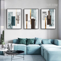 Geometric Marble Design Abstract Modern Painting Picture 3 Piece Canvas Wall Art Prints for Room Trimming