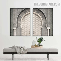 Moroccan Doors Architecture Vintage Painting Image Canvas Print for Room Wall Ornament