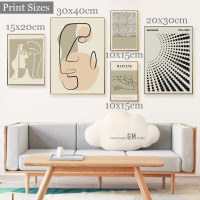Black Roundly Cipher Circles Abstract Geometrical Photograph Scandinavian 5 Piece Set Canvas Print for Room Wall Art Outfit