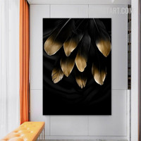 Golden Feathers Abstract Modern Painting Picture Canvas Art Print for Room Wall Embellishment