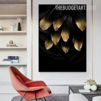 Golden Feathers Modern Painting Picture Abstract Wall Canvas Art Print for Room Ornament