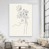 Flowers Female Face Abstract Figure Modern Painting Picture Canvas Wall Art Print for Room Equipment