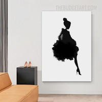 Beautiful Girl Black Dress Abstract Figure Painting Picture Modern Canvas Art Print for Room Wall Disposition