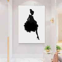 Beautiful Girl Black Dress Abstract Figure Modern Painting Picture Canvas Wall Art Print for Room Finery
