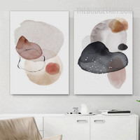 Colorific Winding Speckles Abstract Watercolor Modern Painting Picture 2 Piece Canvas Art Prints for Room Wall Ornamentation
