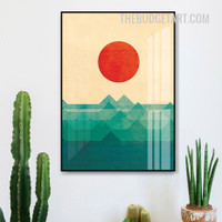 Sun Sea Wave Nordic Abstract Naturescape Painting Picture Canvas Wall Art Print for Room Disposition