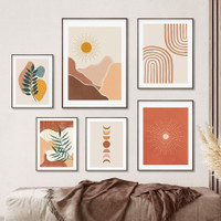 Calico Moon Cycle Sun Map Cheap 6 Naturescape Panel Scandinavian Wall Art Photograph Abstract Canvas Print for Room Embellishment