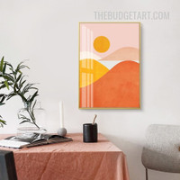 Sun Mountains Abstract Naturescape Painting Picture Modern Canvas Art Print for Room Wall Flourish