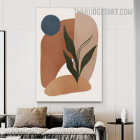 Foliage Smudges Abstract Scandinavian Painting Picture Canvas Wall Art Print for Room Equipment